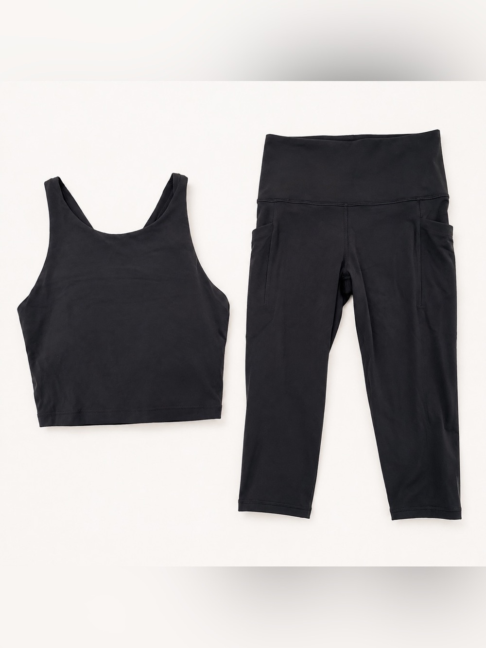 Matching Set of Brown High-Waist Crop Leggings and Top